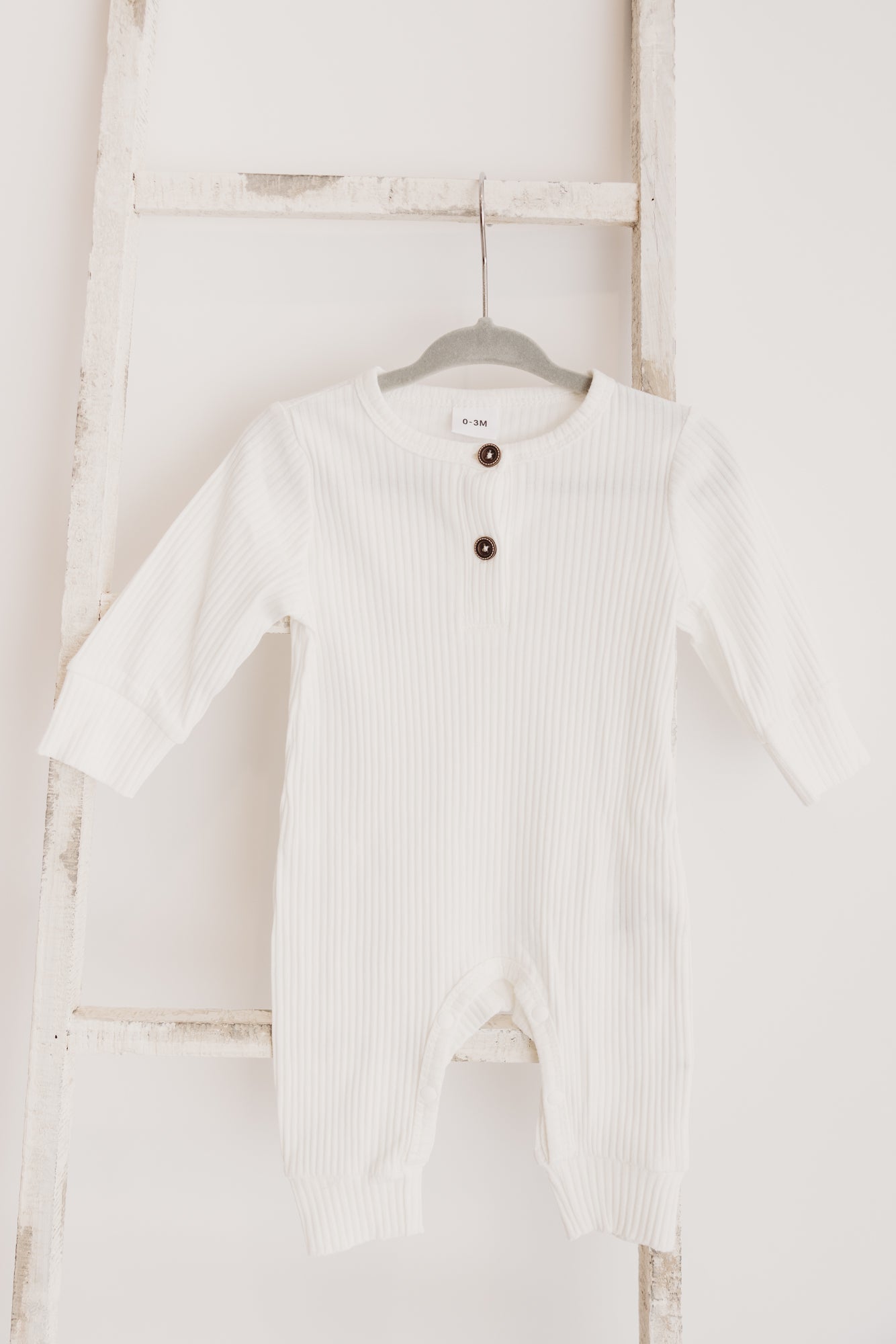 Knitted Button Jumpsuit White