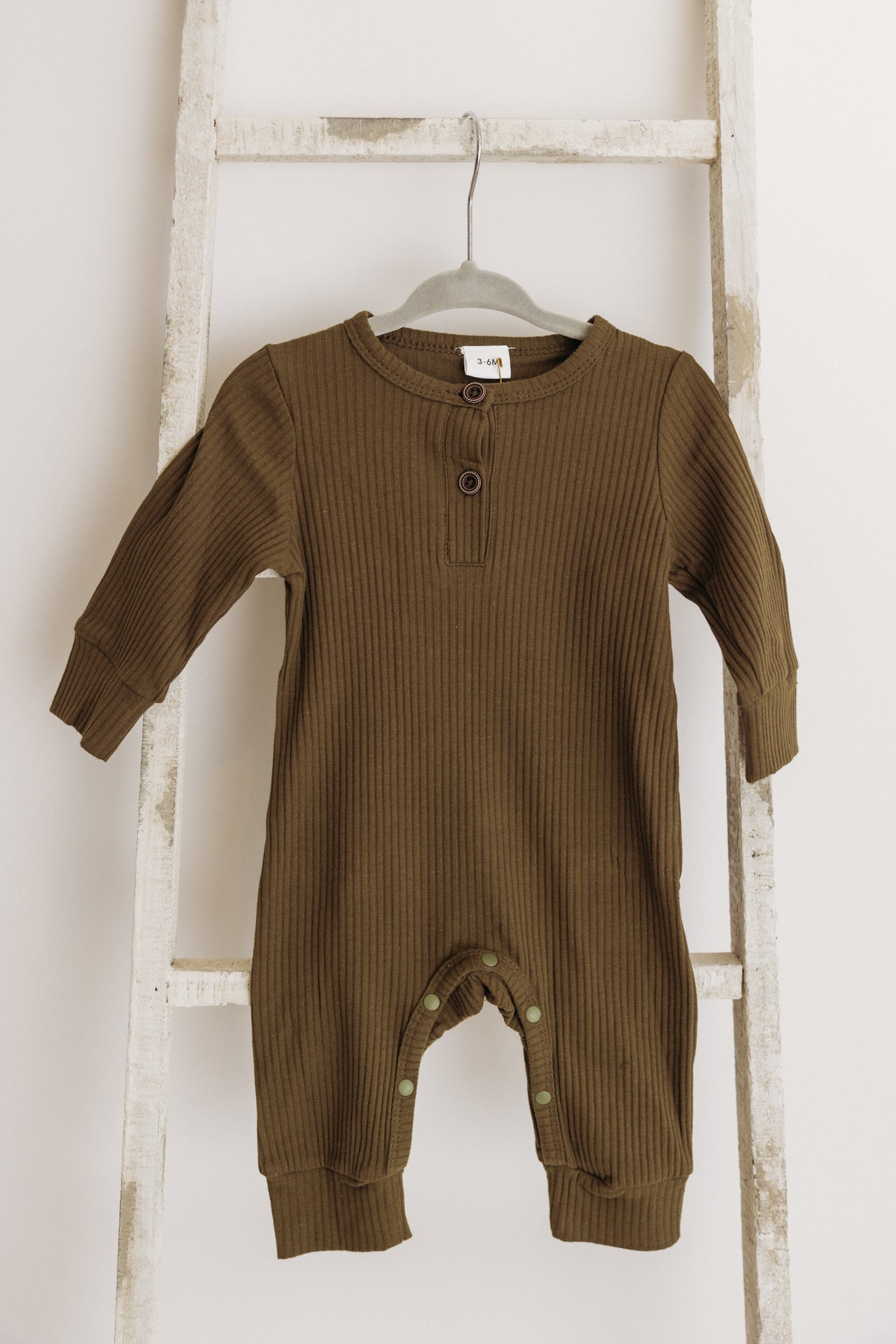 Knitted Button Jumpsuit Olive