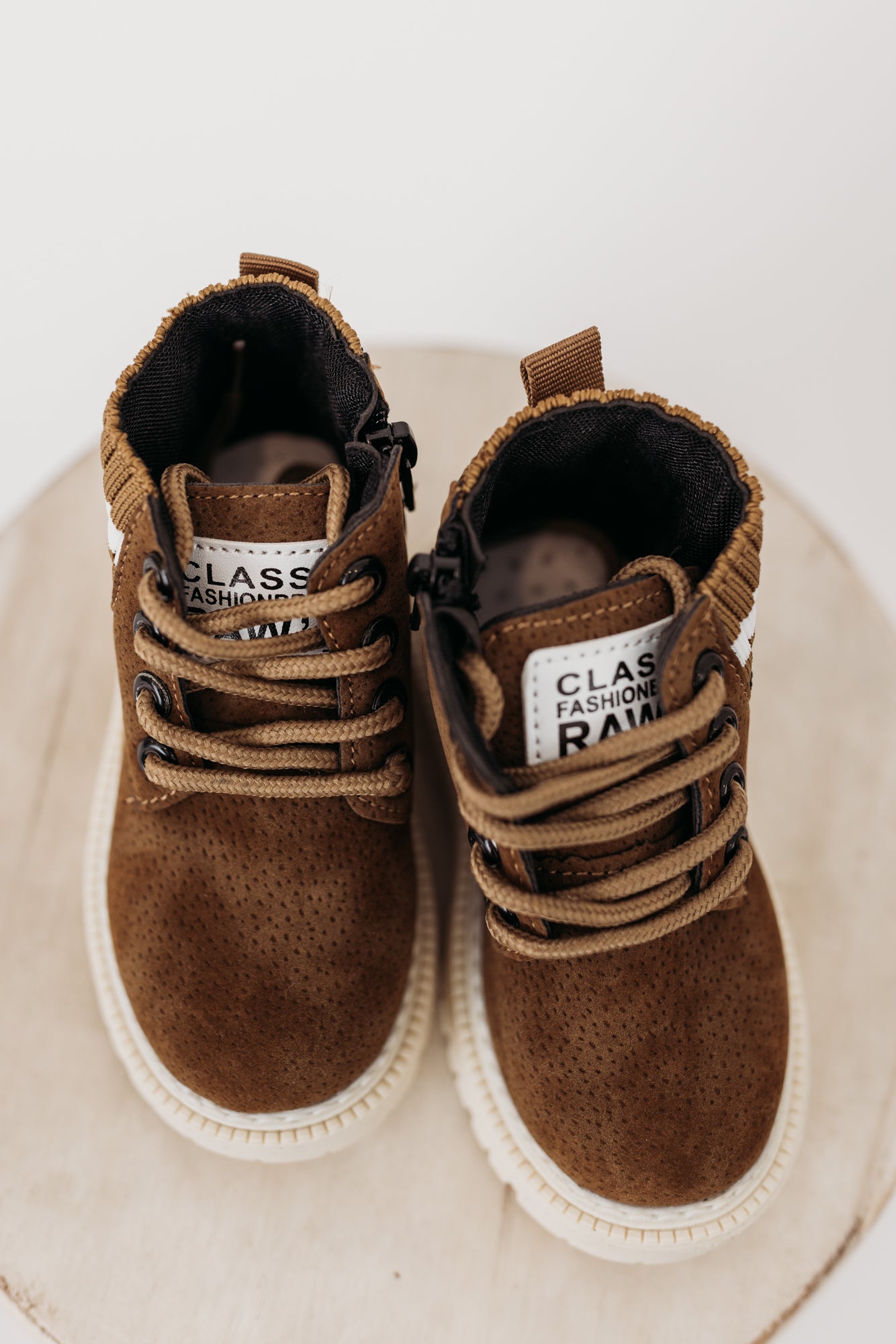 Lace Up Chelsea Boots Stripe Detail | Walnut