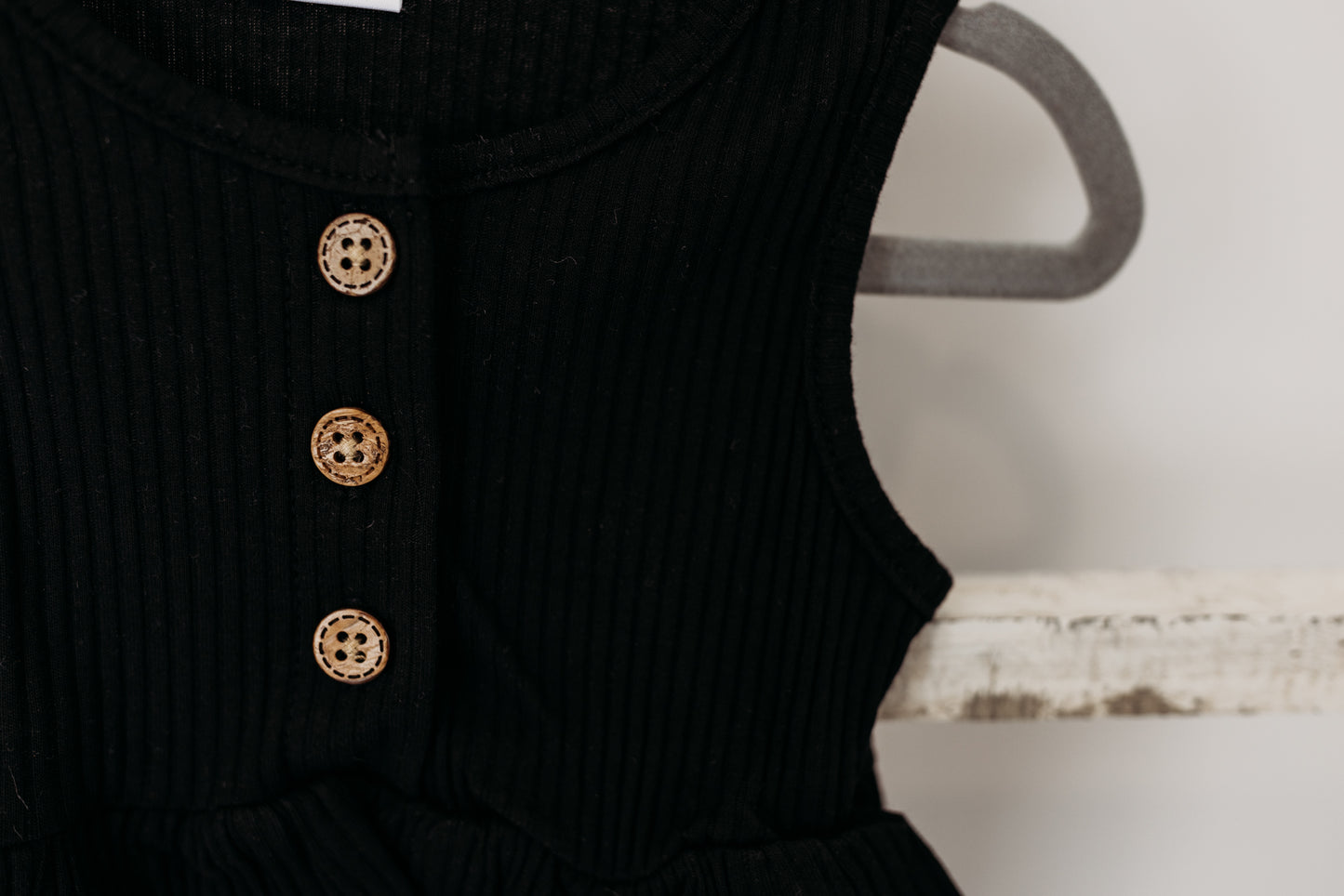 Ruffle Button Romper | Black