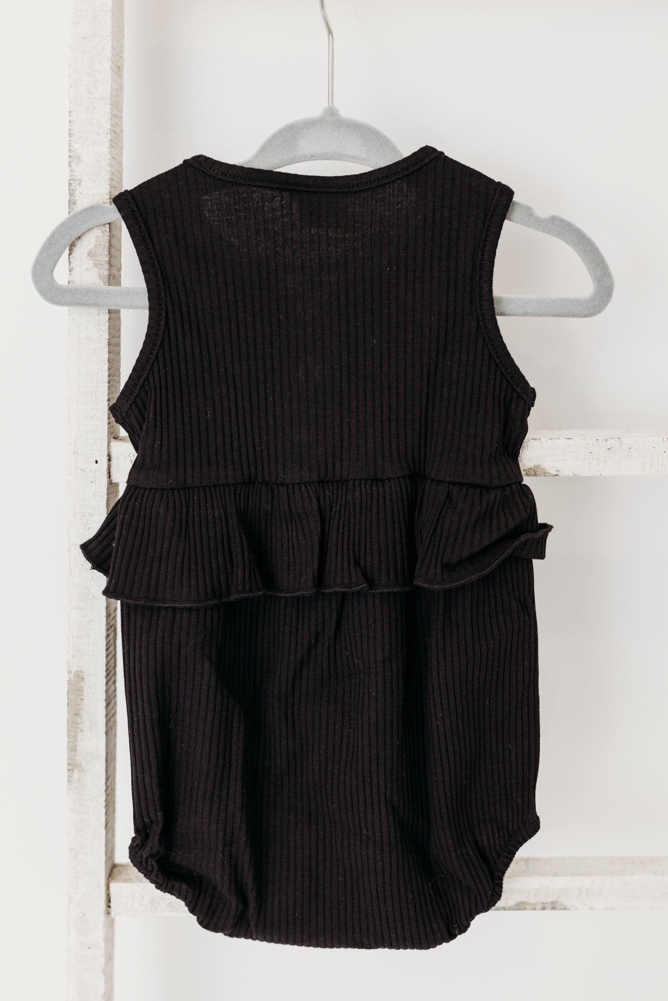 Ruffle Button Romper | Black