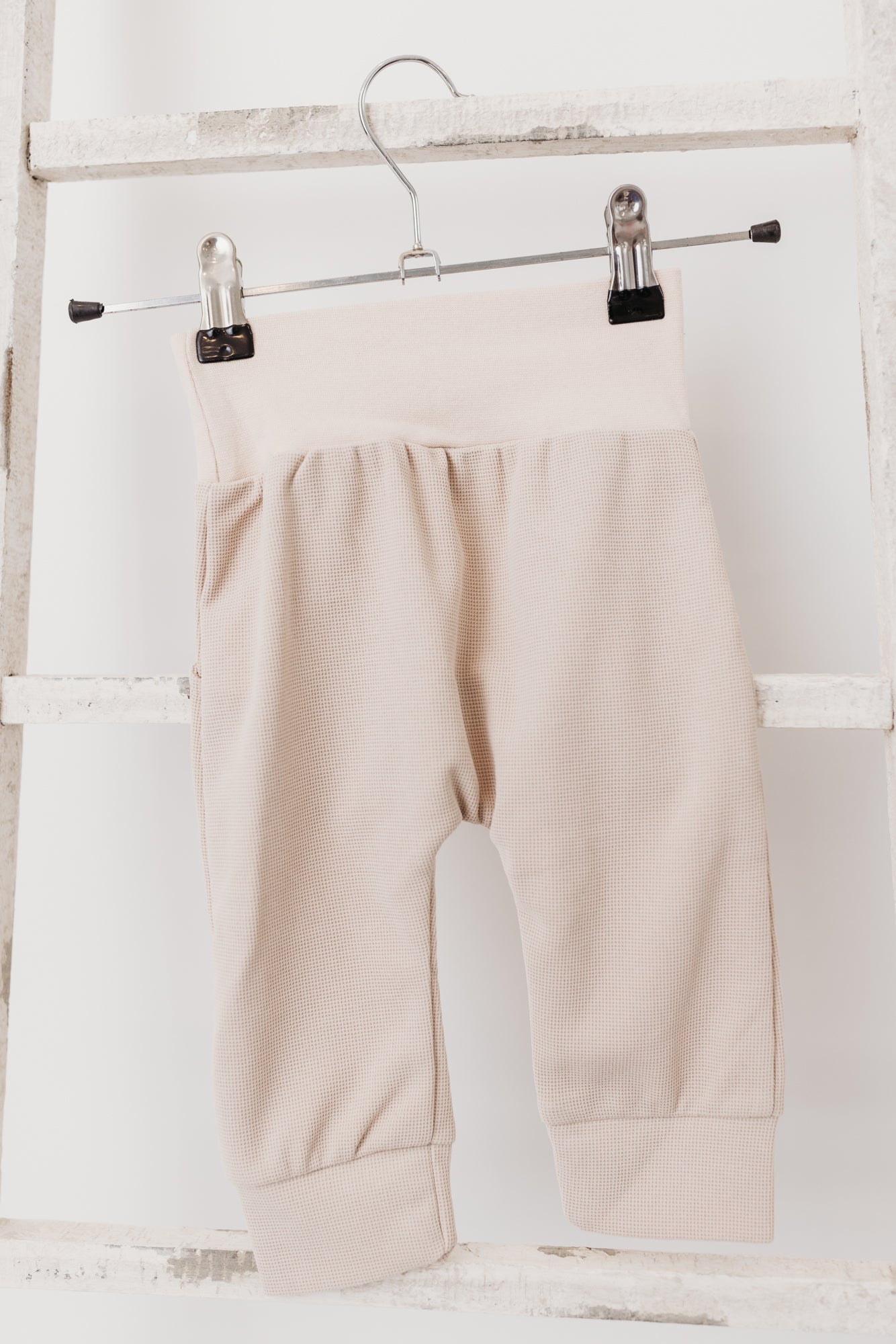 Unisex Waffle High Waist Pants | Cream