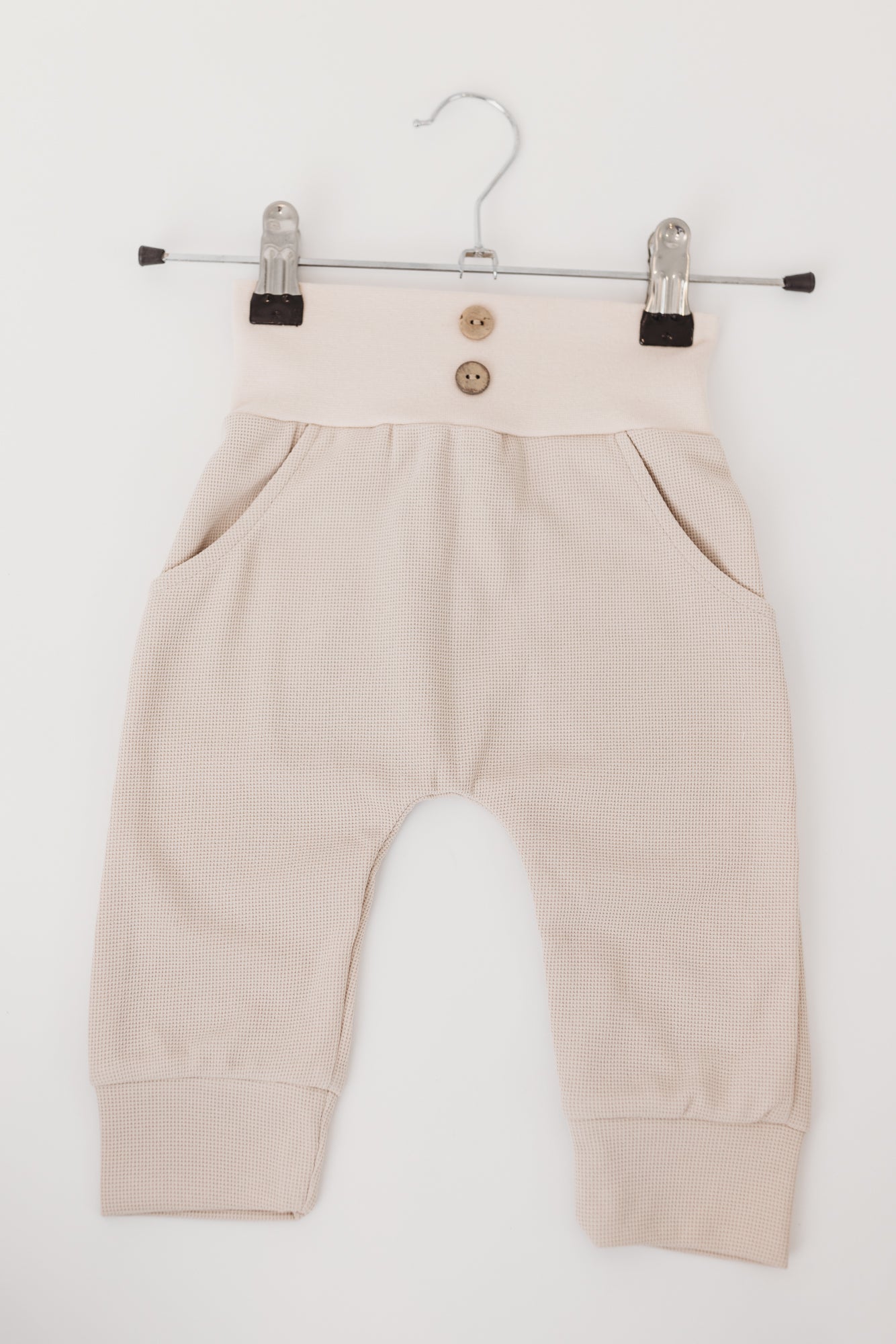 Unisex Waffle High Waist Pants | Cream