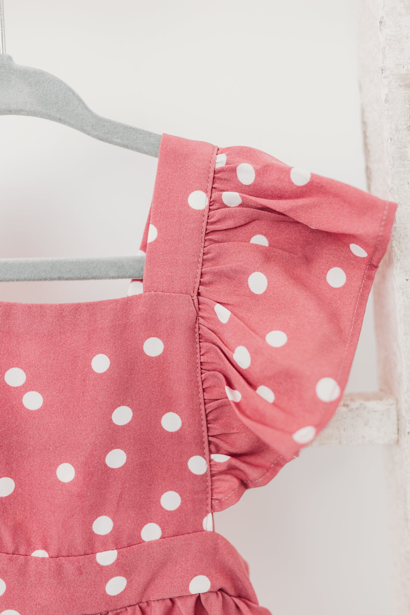 Polka Dot Ruffle Romper | Rose
