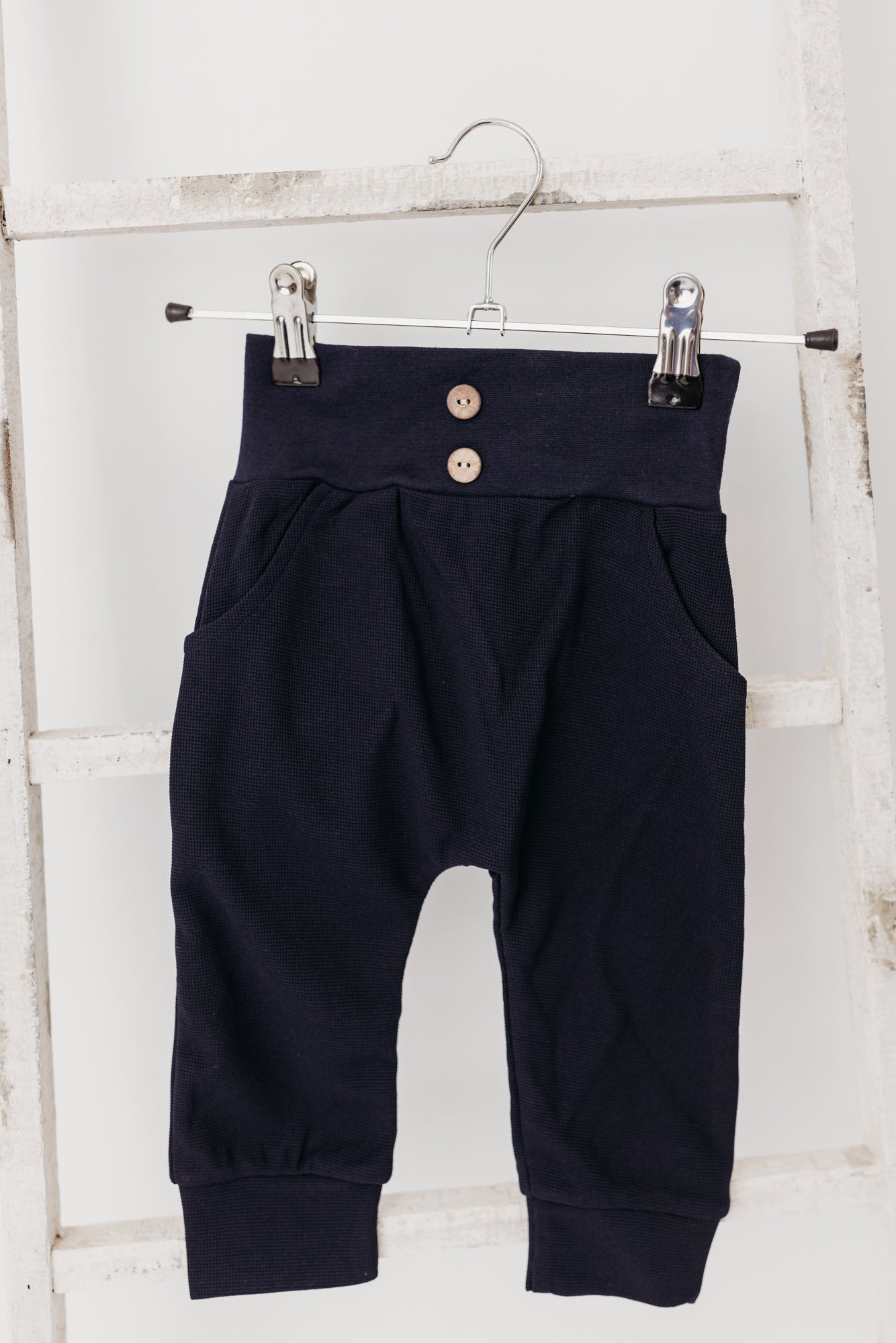 Unisex Waffle High Waist Pants | Midnight Blue