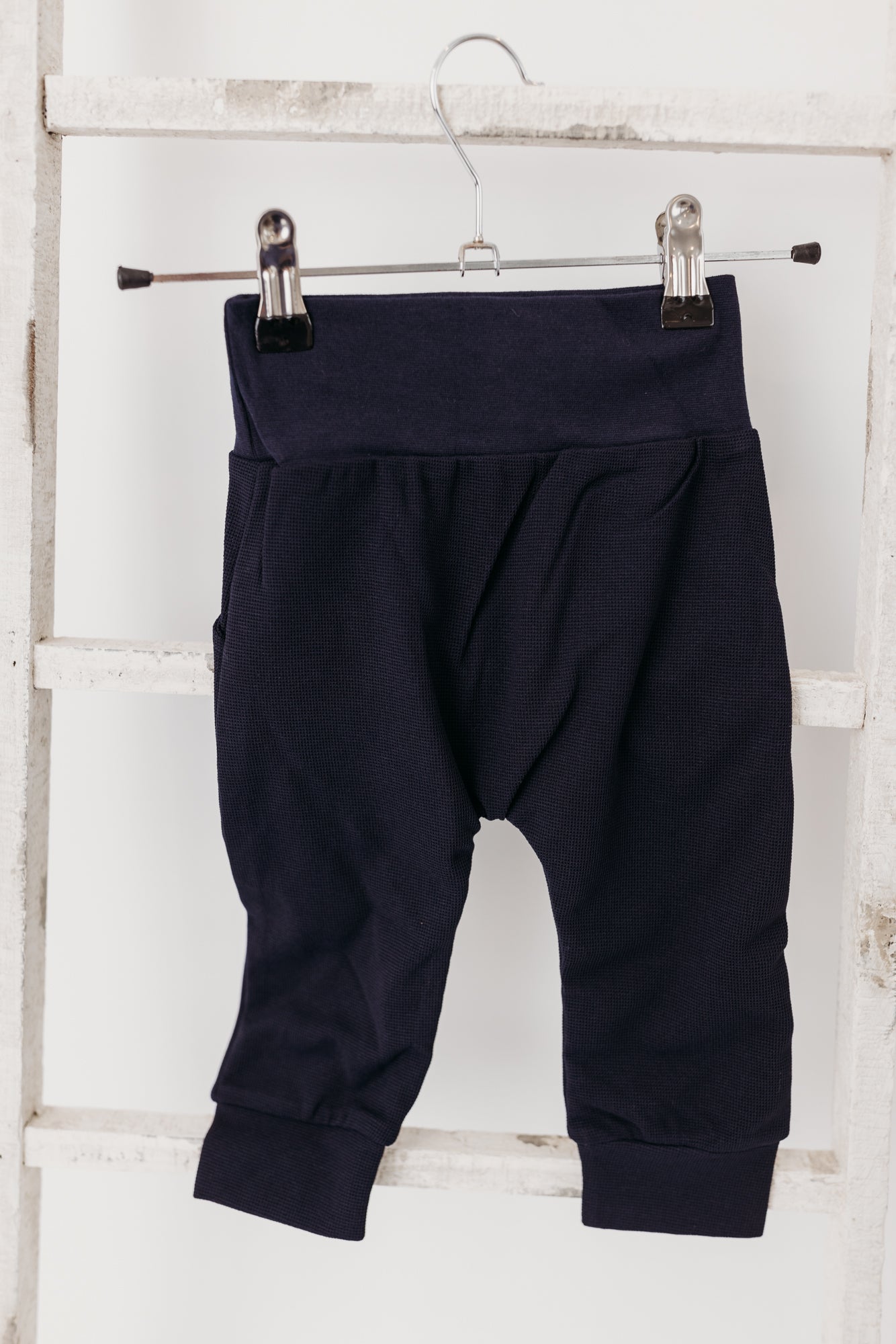 Unisex Waffle High Waist Pants | Midnight Blue