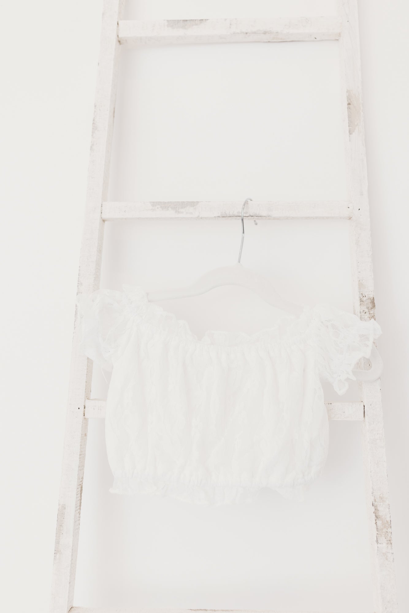 Denim Skirt & White Lace Off Shoulder Top 2-Piece Set