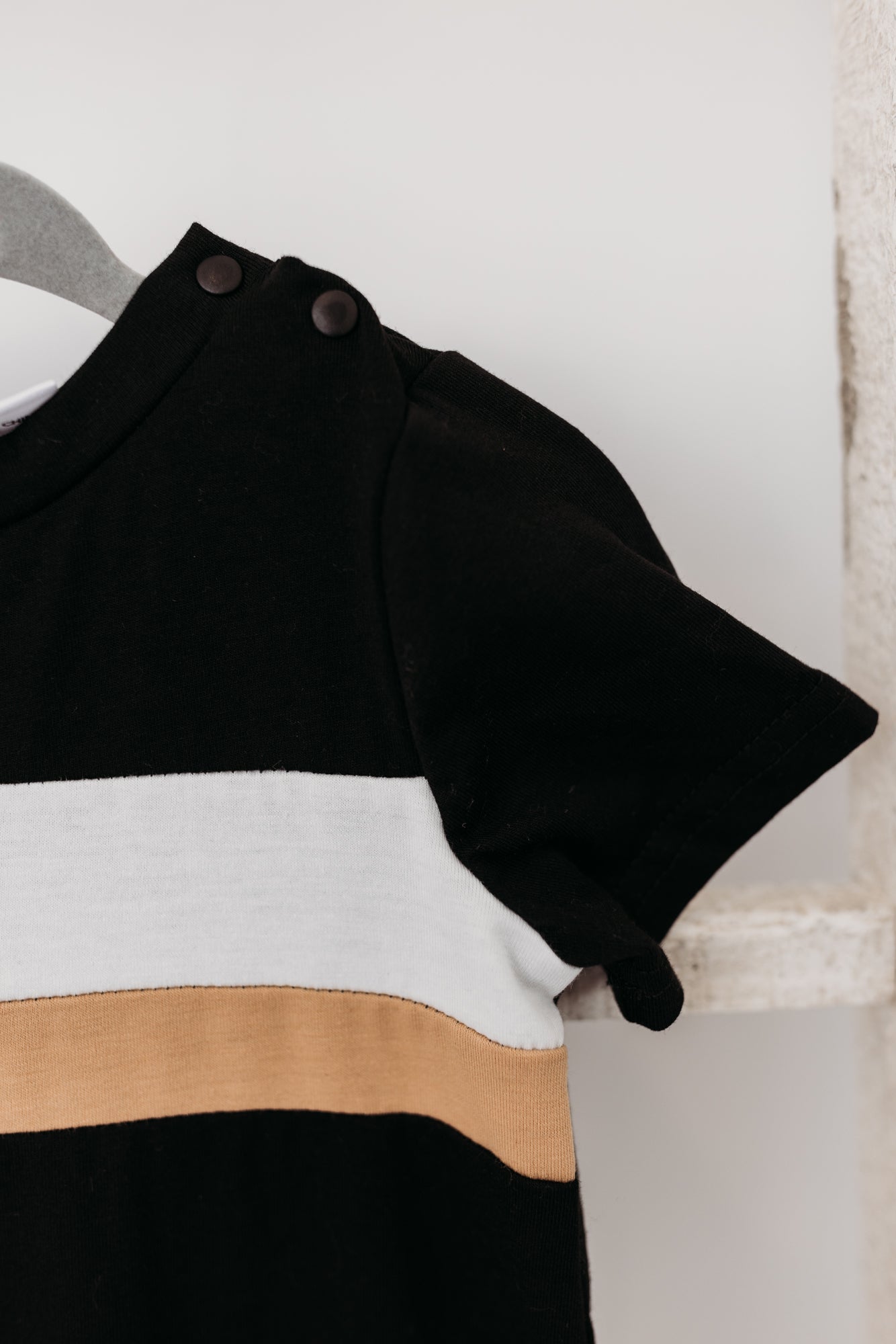 Black Basic Romper Stripe Detail