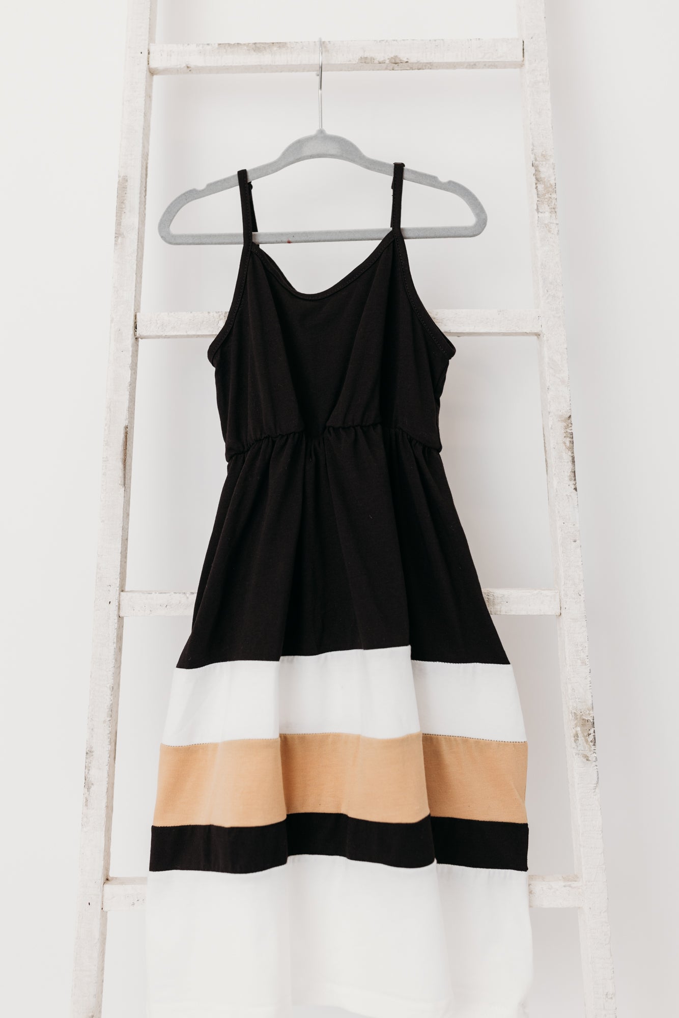 Black Twirl Dress Stripe Detail