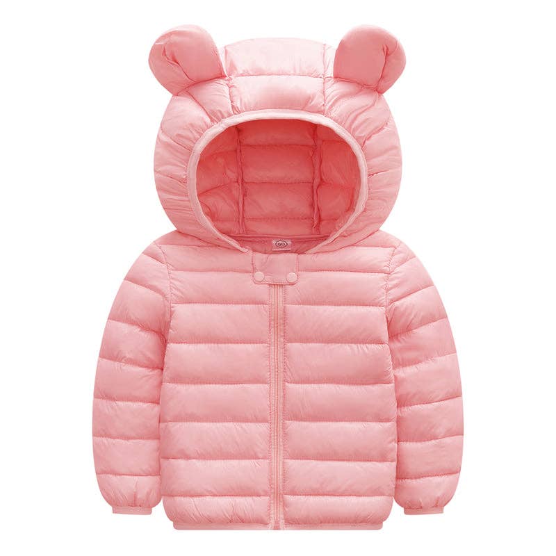 Baby Puffer Jacket Bunny Ears Pink
