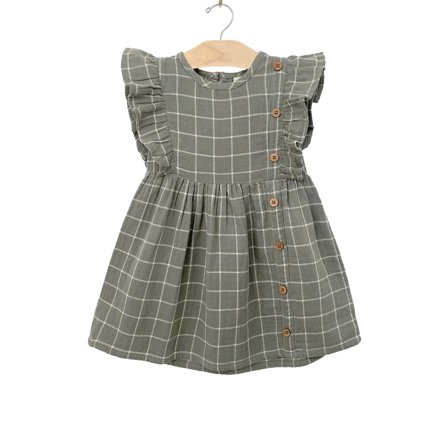 Side Button Dress - Windowpane