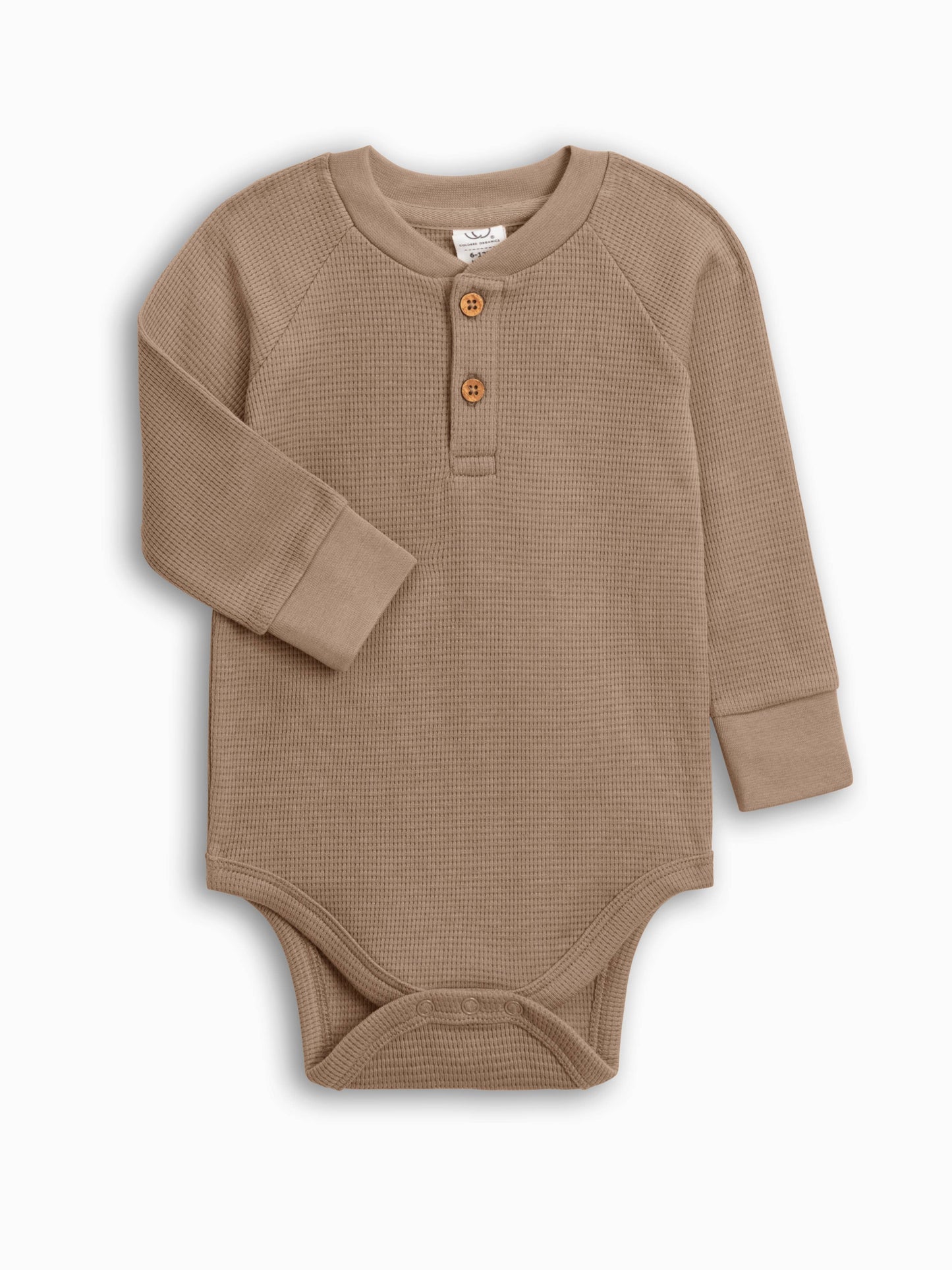 Colored Organics - Ryver Waffle Knit Henley Bodysuit - Truffle