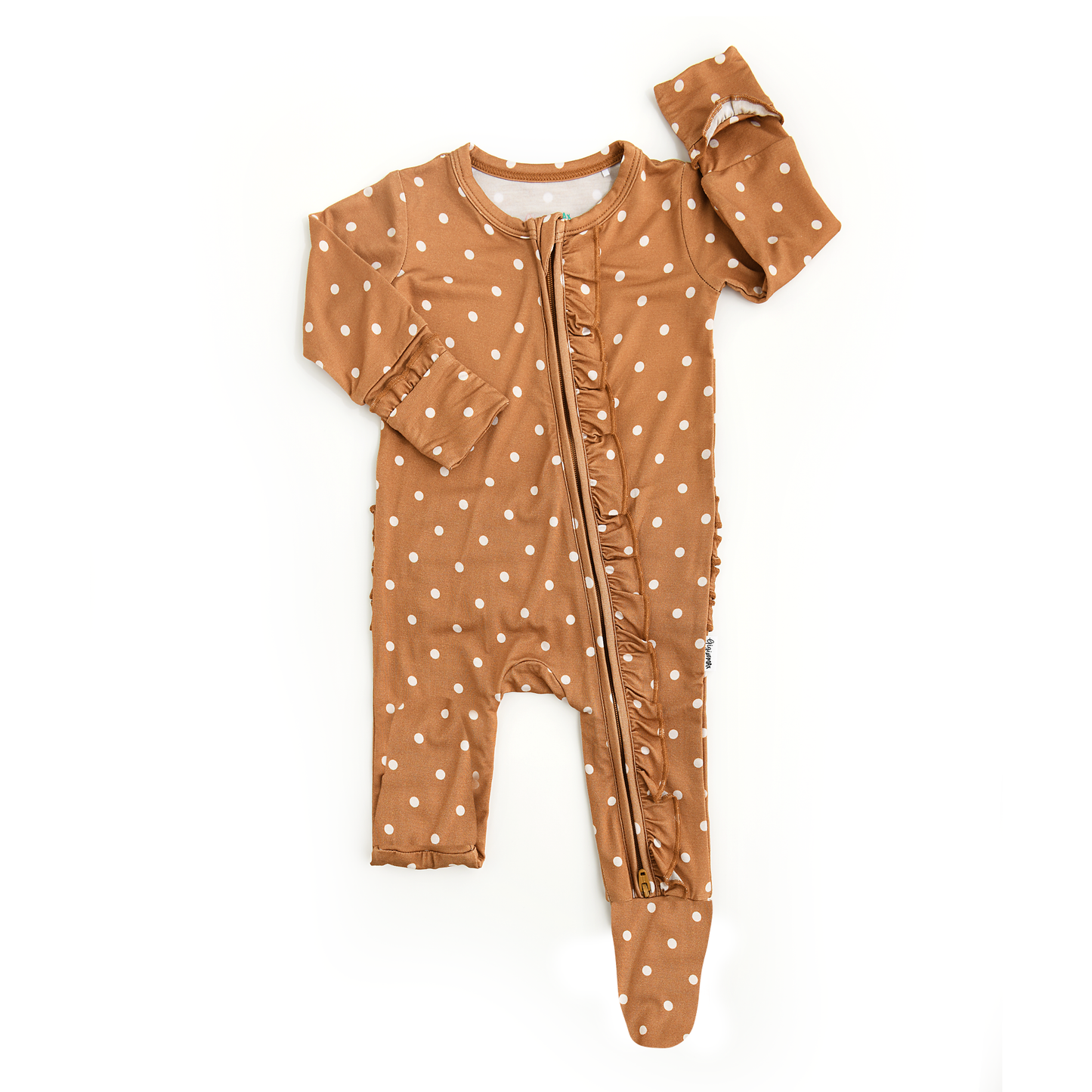 Maple Dot Ruffle Zippered Footie