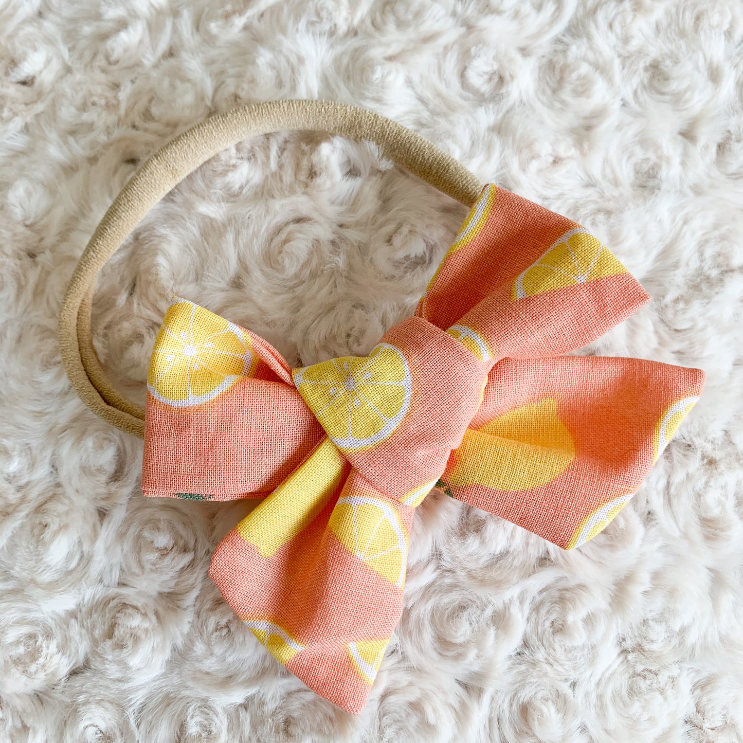 Headband Nylon Bow Pink Lemonade