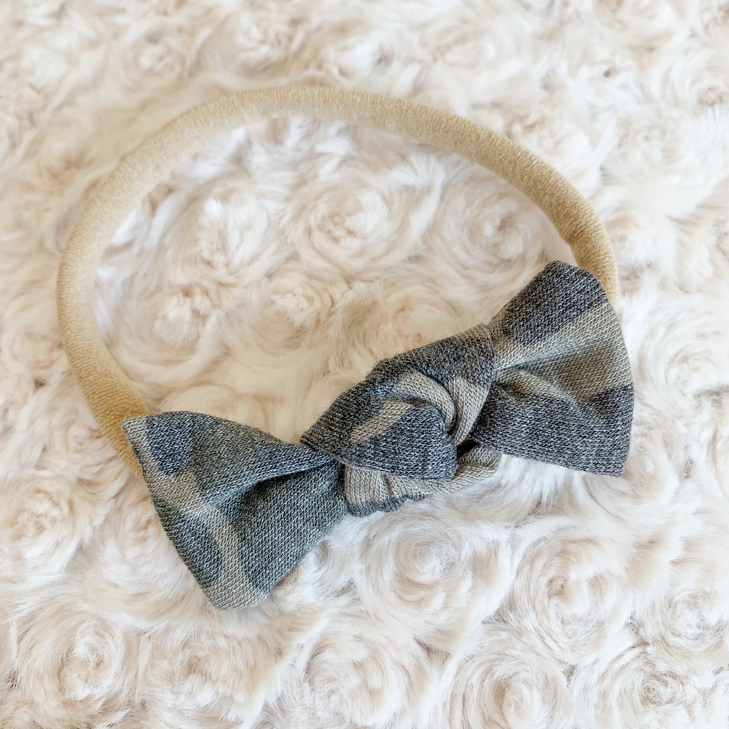 Headband: Nylon Mini Bow in Muted Camo