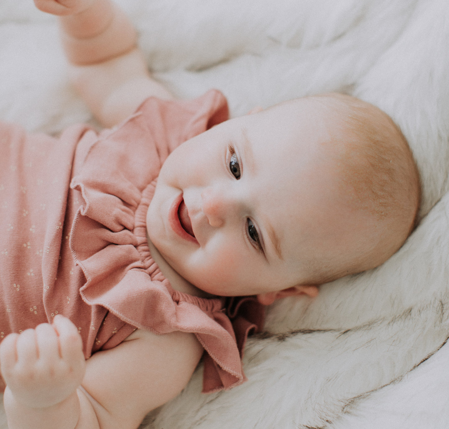 Sleeveless Ruffle Bodysuit - Mauve Dots
