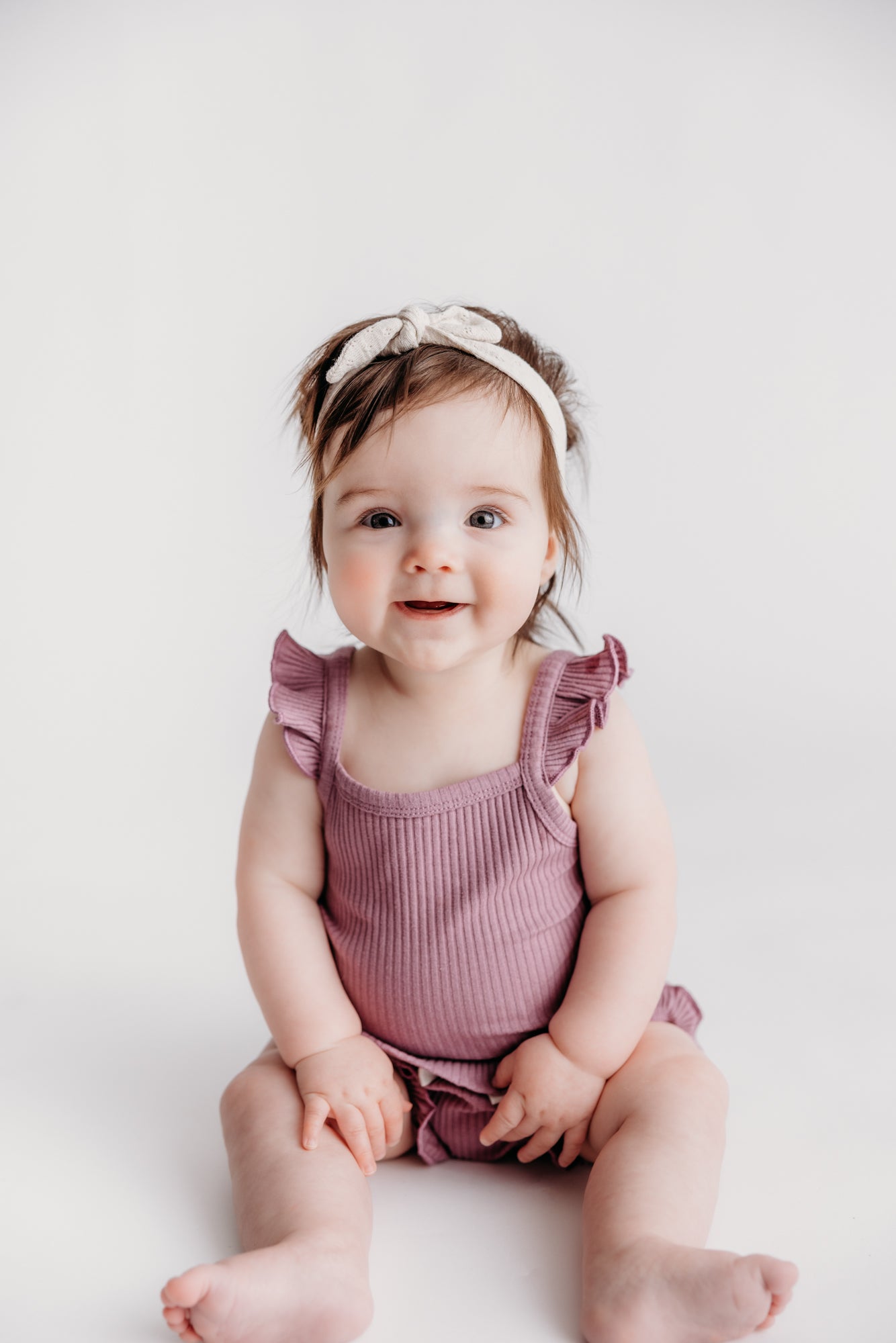 Solid Flutter Sleeve and Bloomer 2-Piece Set Plum