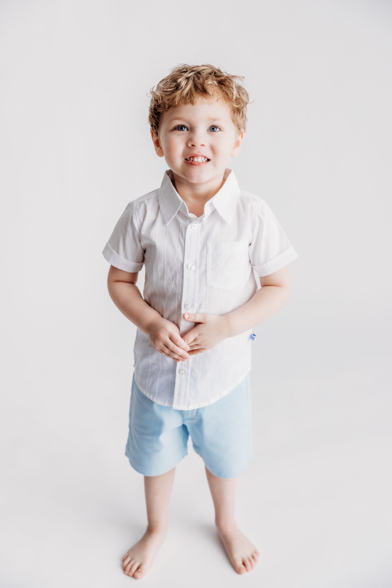 White Dobby Short-Sleeve Shirt