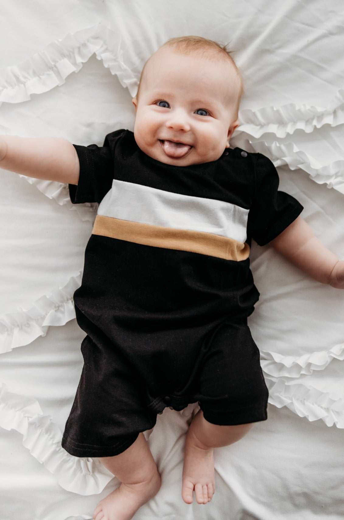 Black Basic Romper Stripe Detail