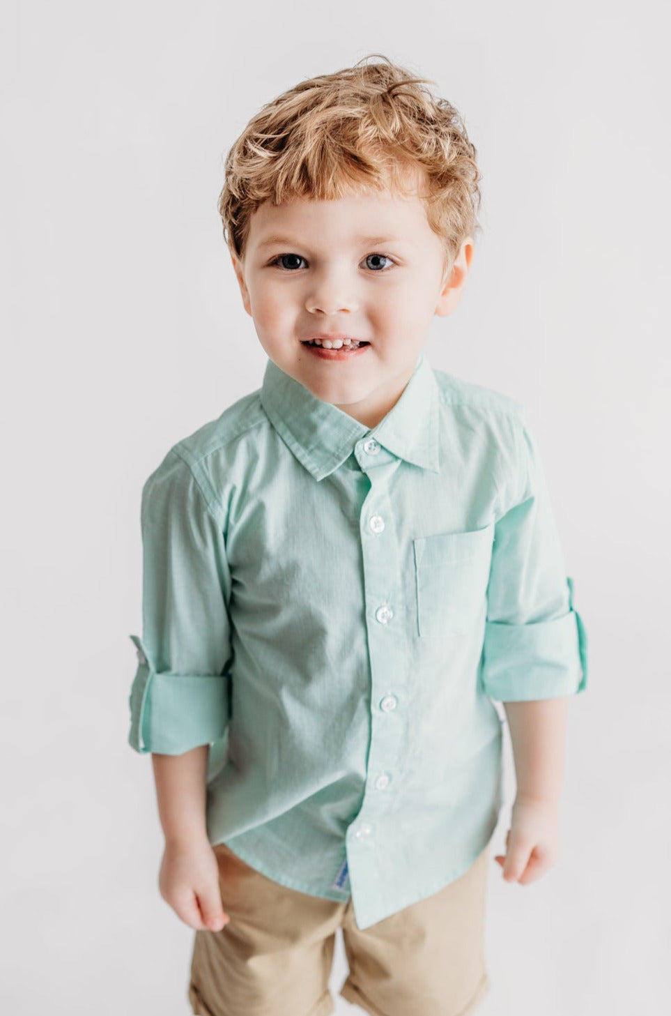 Neo Mint Slub Button Down Shirt