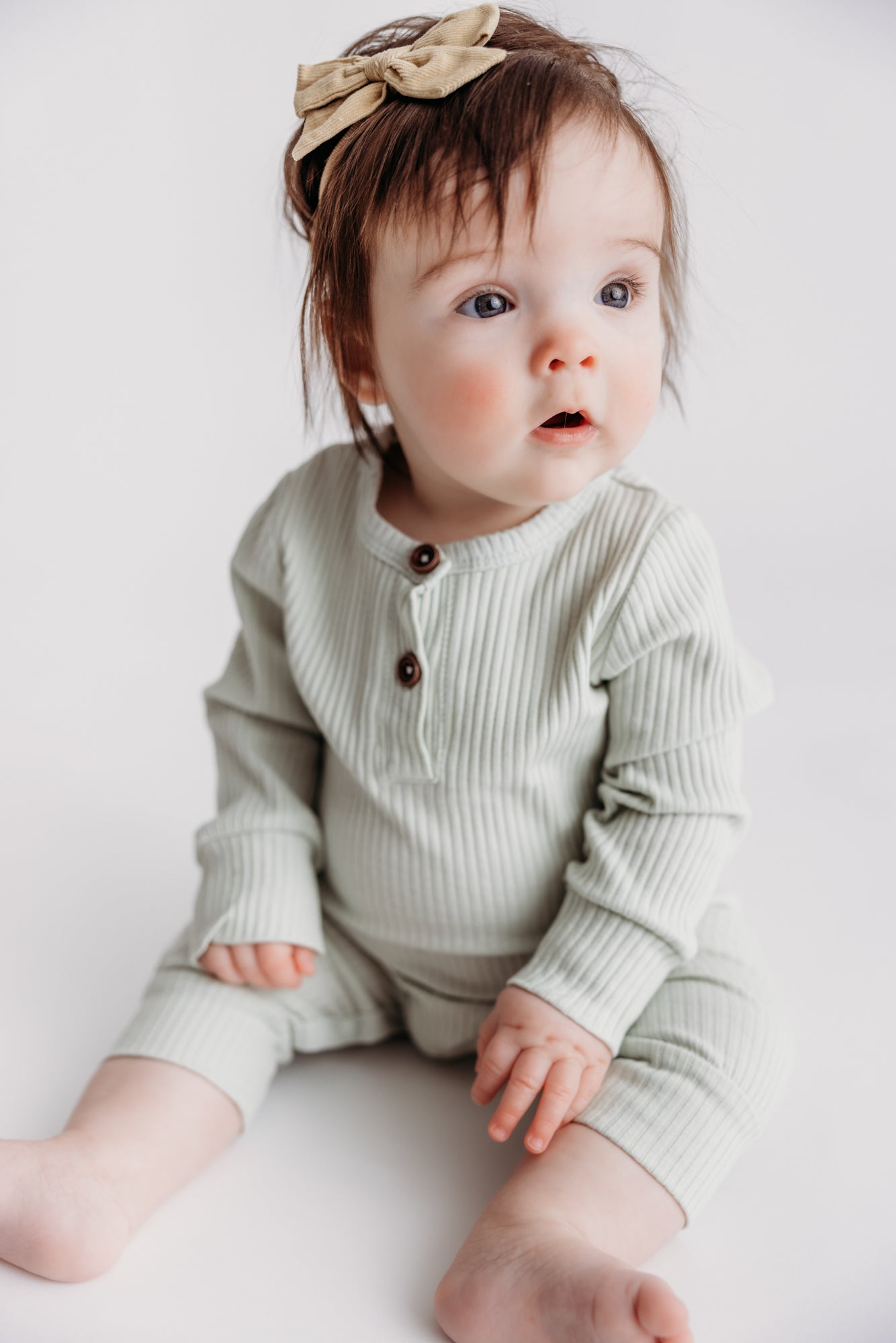 Knitted Button Jumpsuit Pistachio