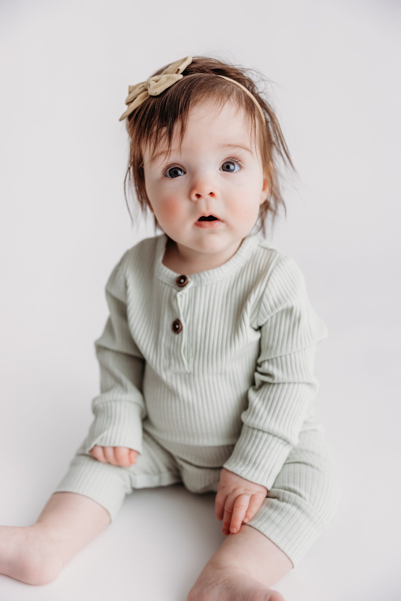 Knitted Button Jumpsuit Pistachio