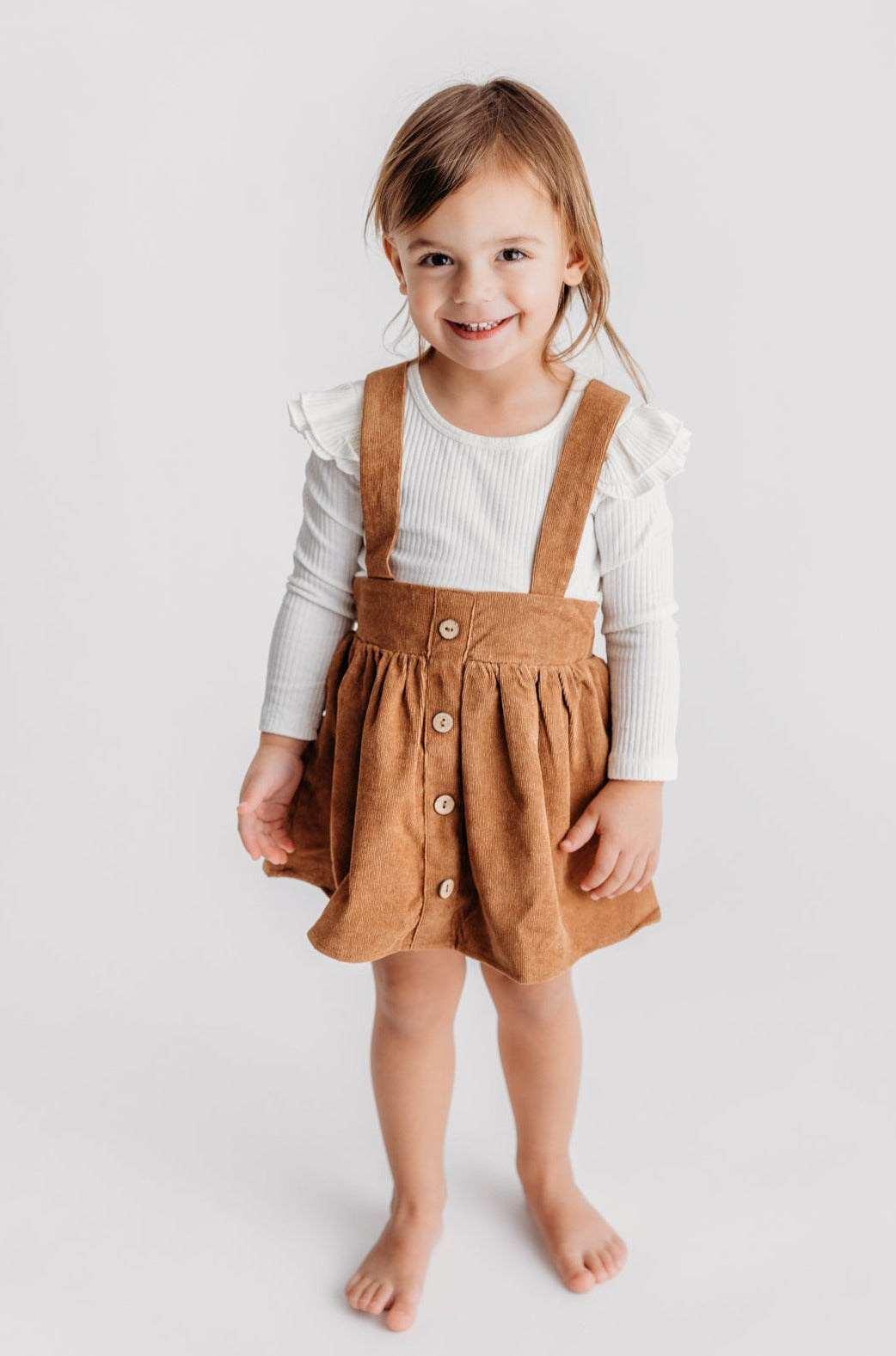 Fallon Corduroy Suspender Skirt - Praline