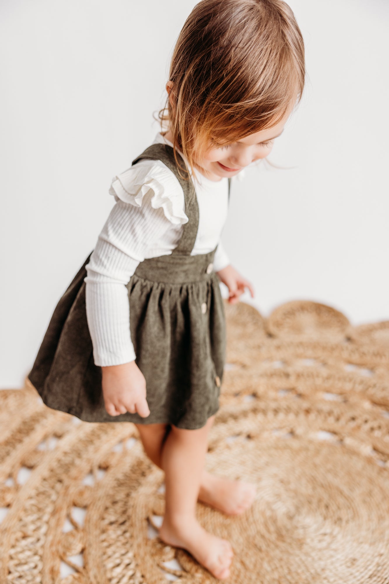 Fallon Corduroy Suspender Skirt - Olive
