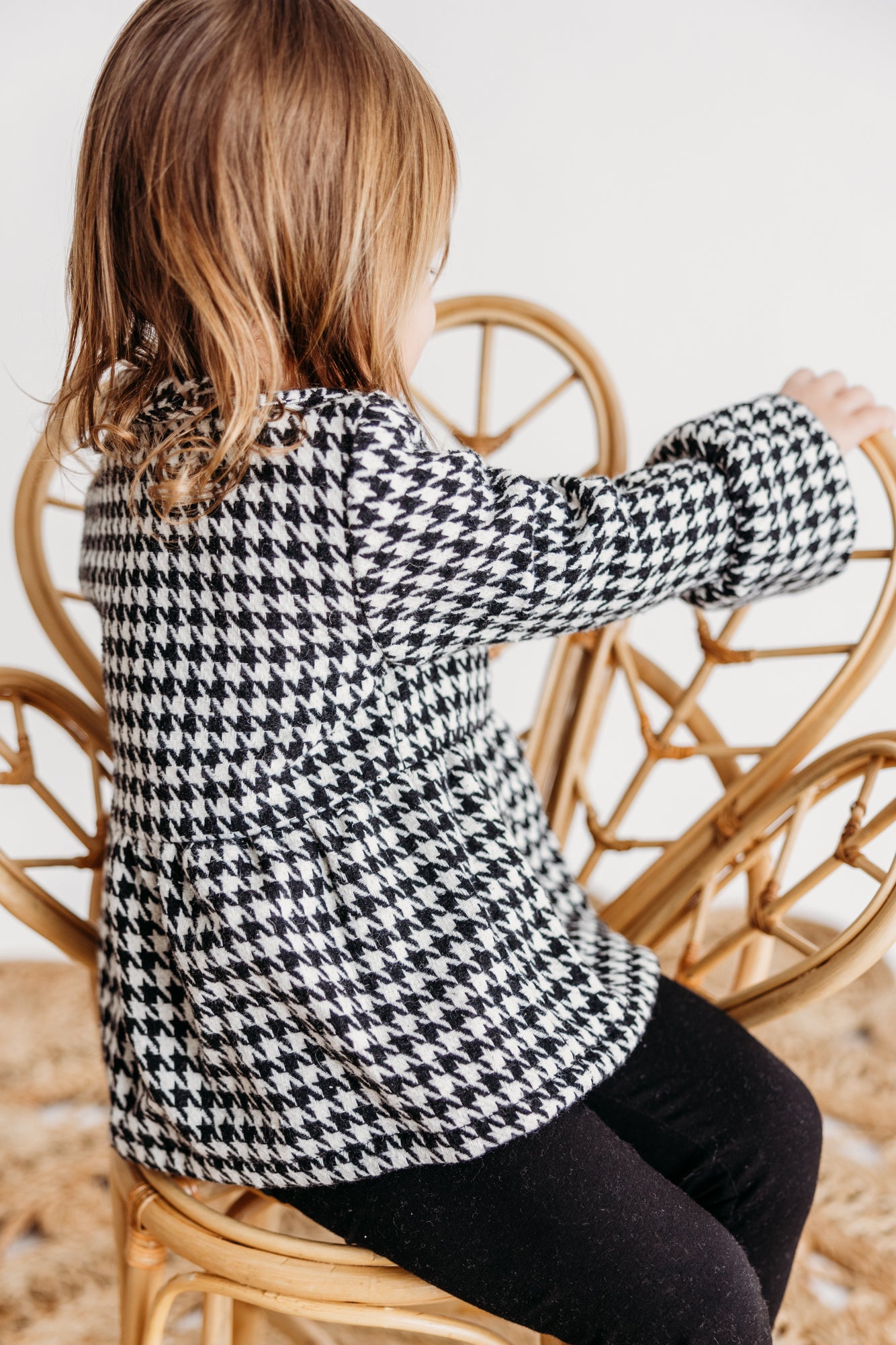 Waldorf Button Front Pea Coat - Houndstooth
