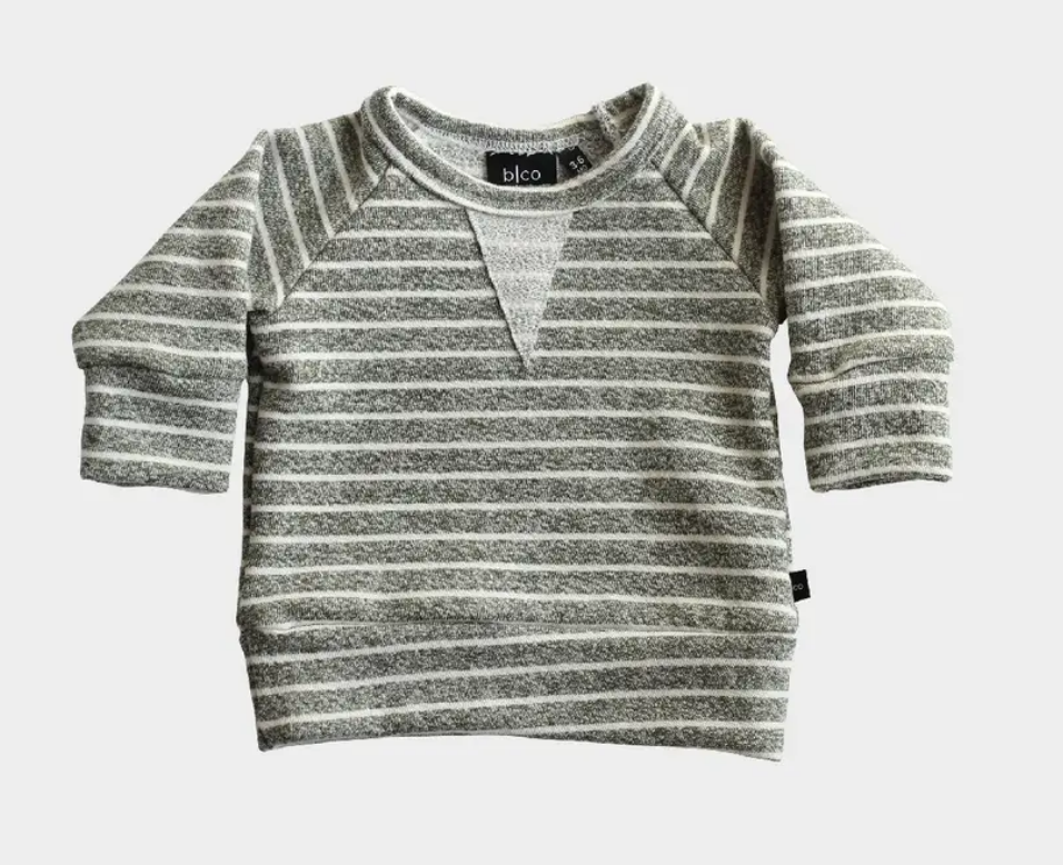 Crew Sweatshirt Olive Stripe
