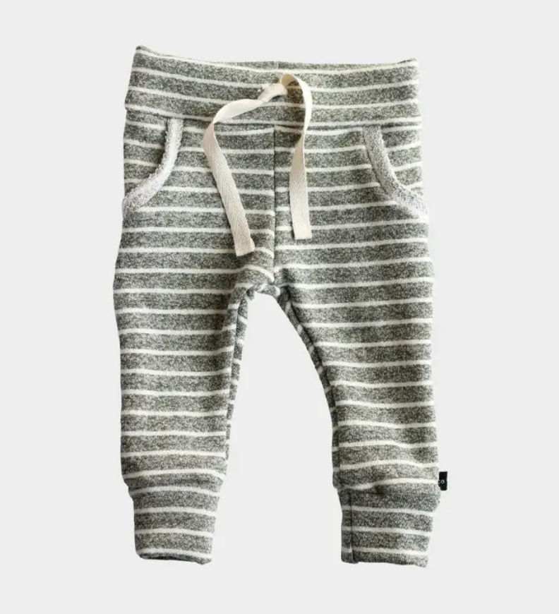 French Terry Joggers Olive Stripe