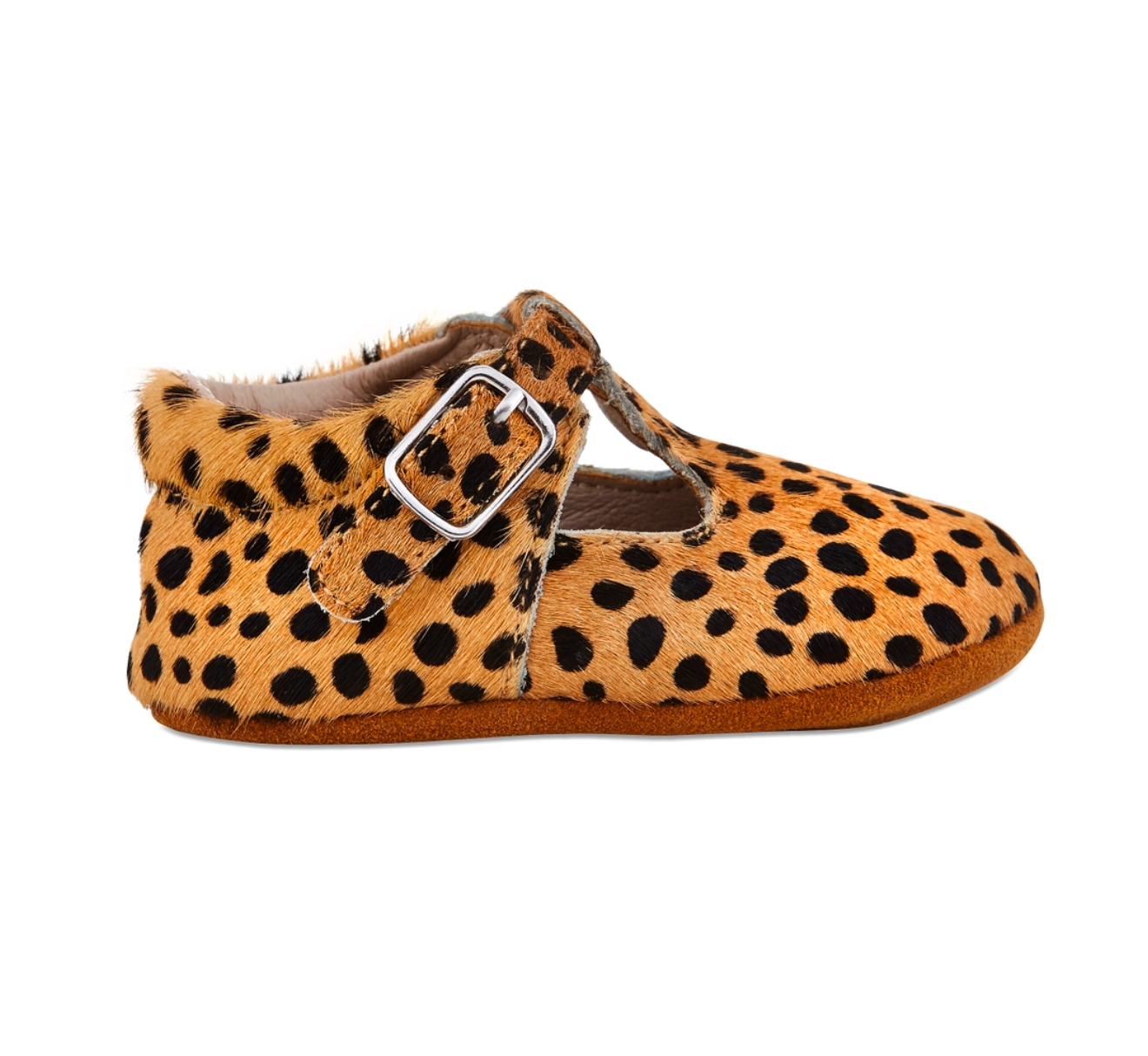 Leopard Soft-Soled Leather Baby Mary Janes