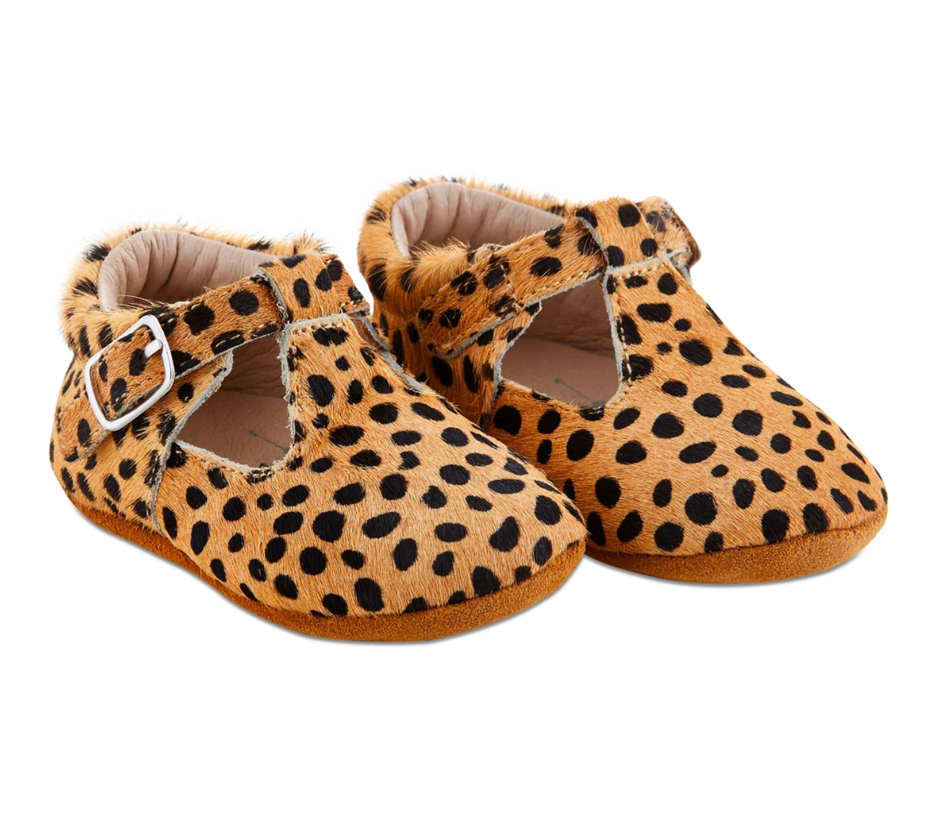 Leopard Soft-Soled Leather Baby Mary Janes