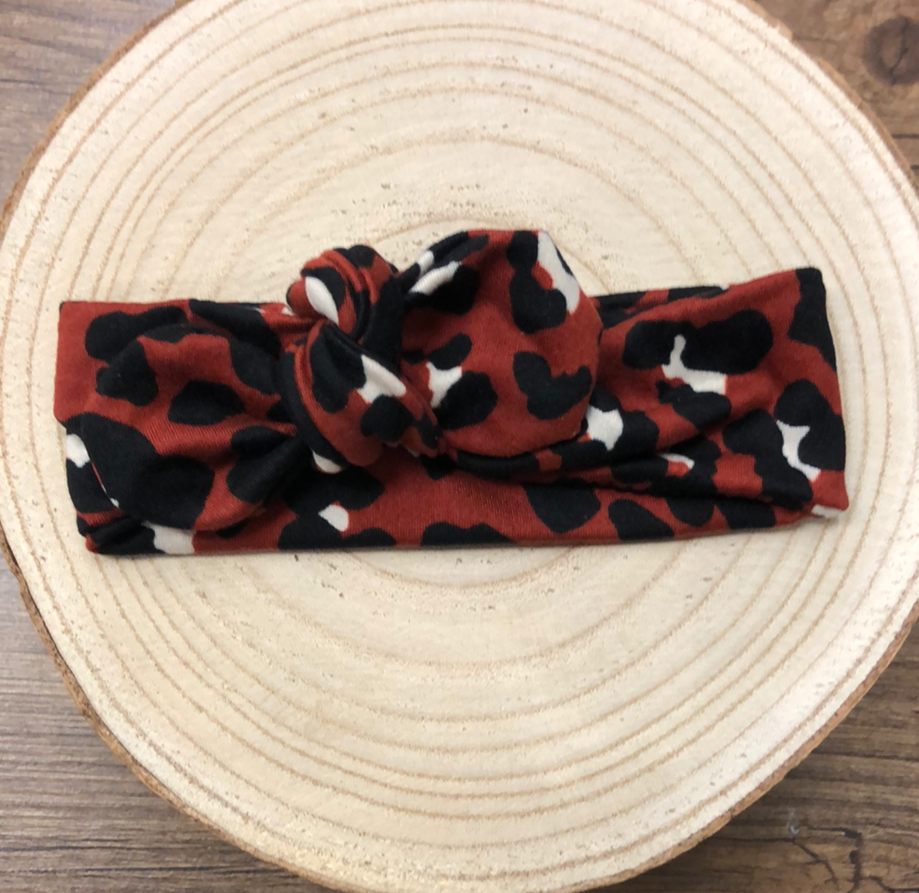 Rust Cheetah Knot Bow Headband