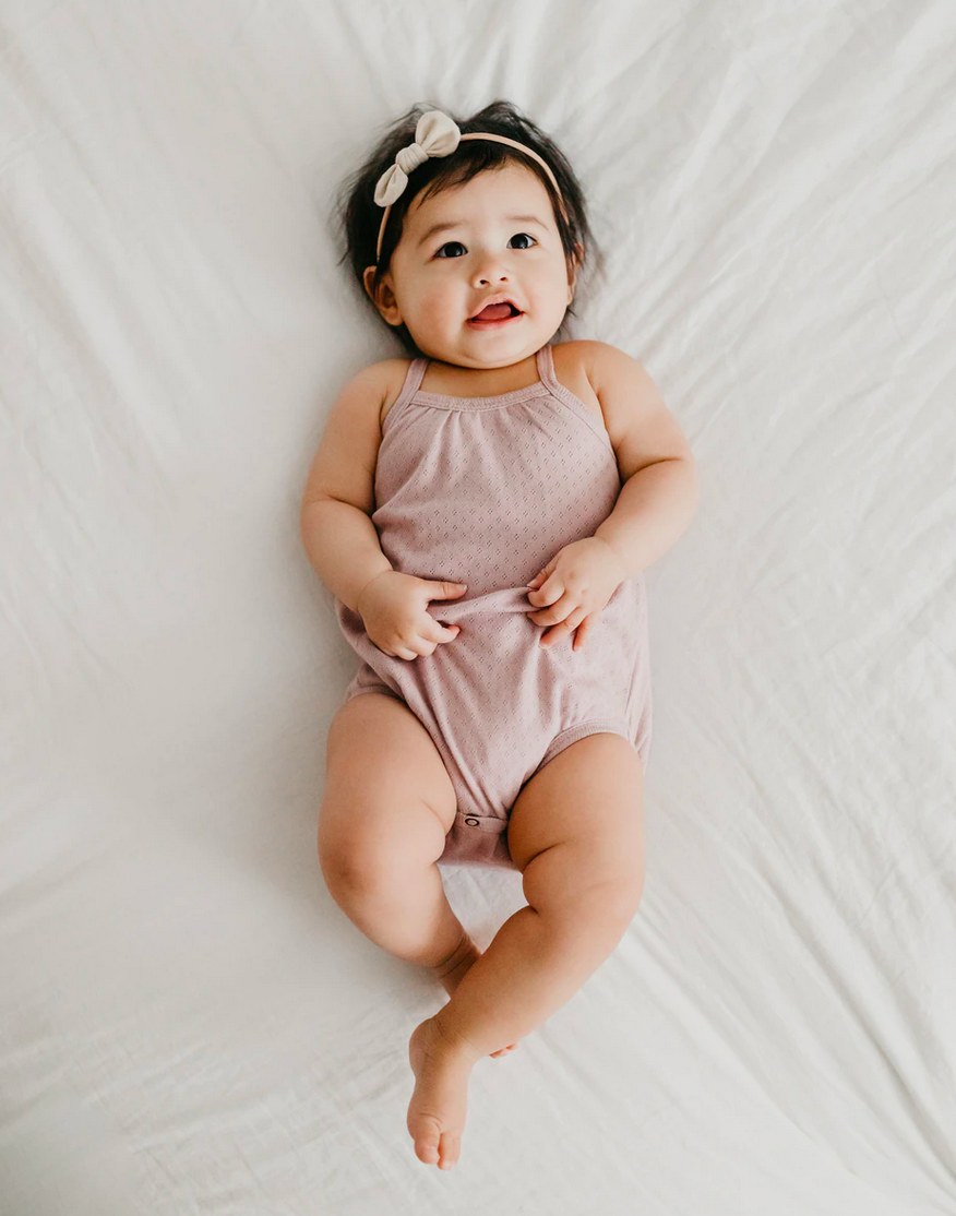 Pointelle Crossback Bodysuit in Thistle