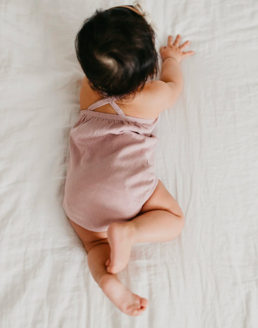 Pointelle Crossback Bodysuit in Thistle