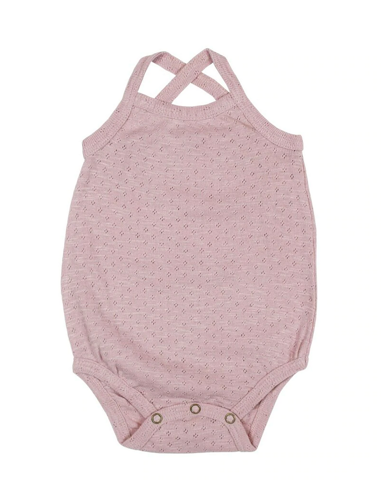 Pointelle Crossback Bodysuit in Thistle