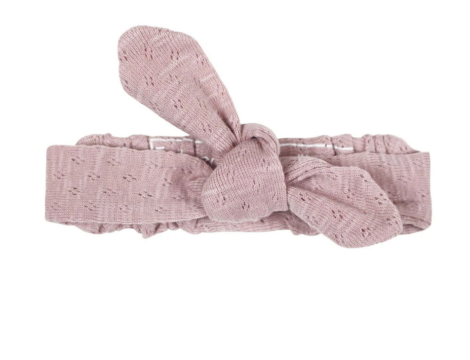Organic Pointelle Tie Headband in Thistle