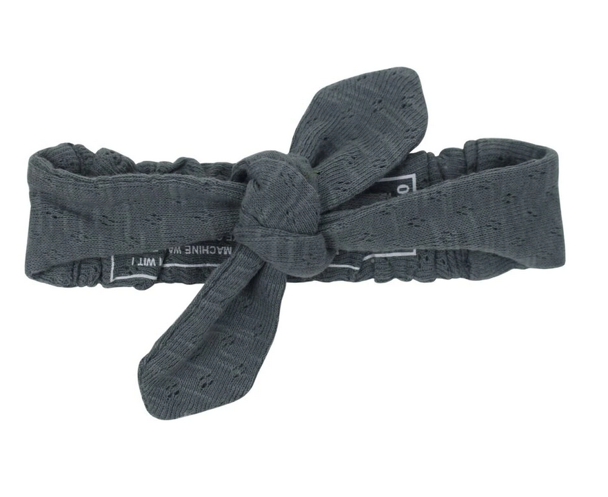 Organic Pointelle Tie Headband in Moonstone