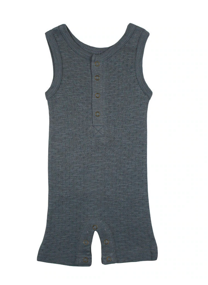 Pointelle Sleeveless Romper in Moonstone