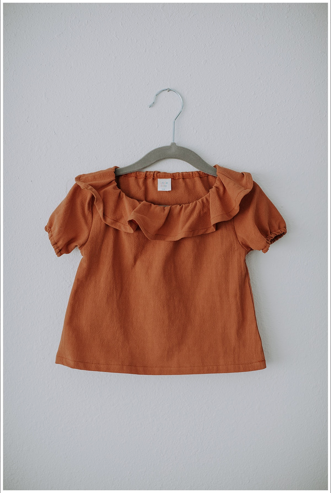 Dusty Orange Ruffle-Collar Tee