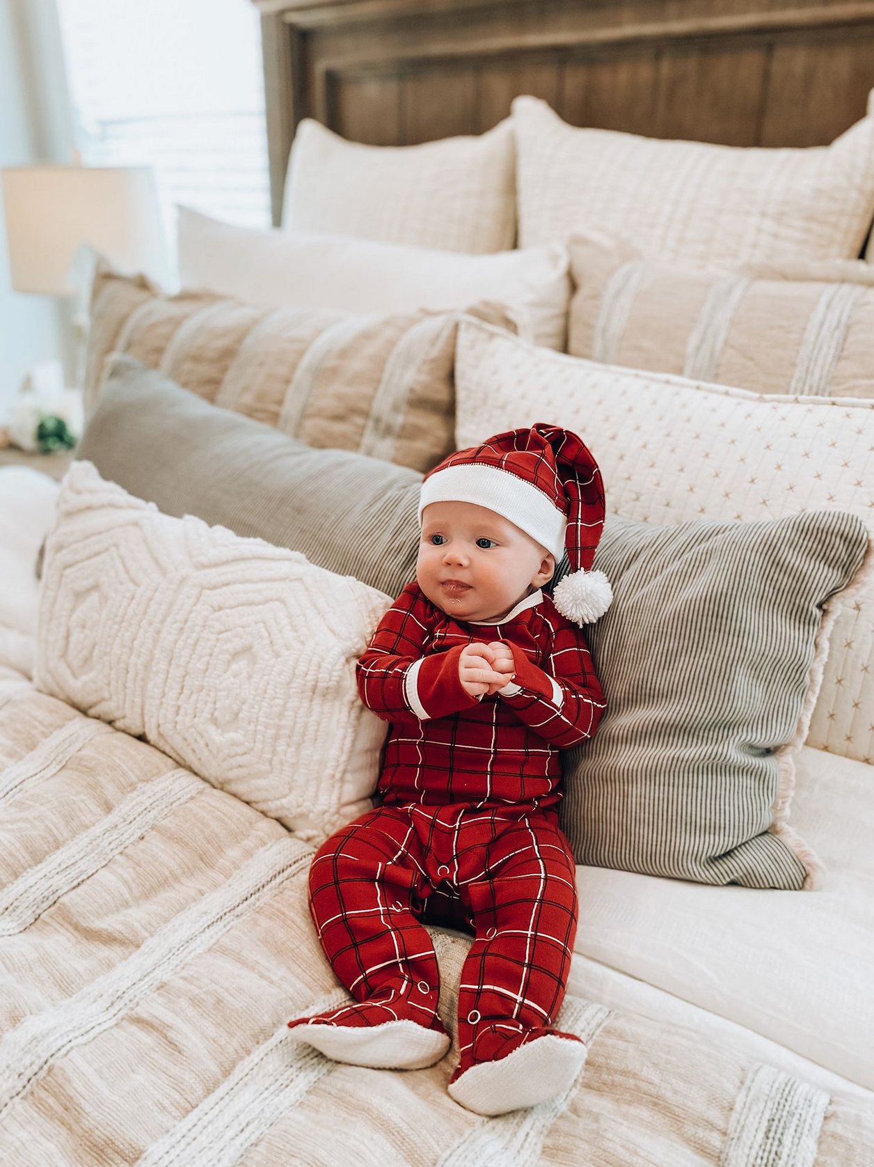 Organic Holiday Footie & Cap Set in Santa Baby