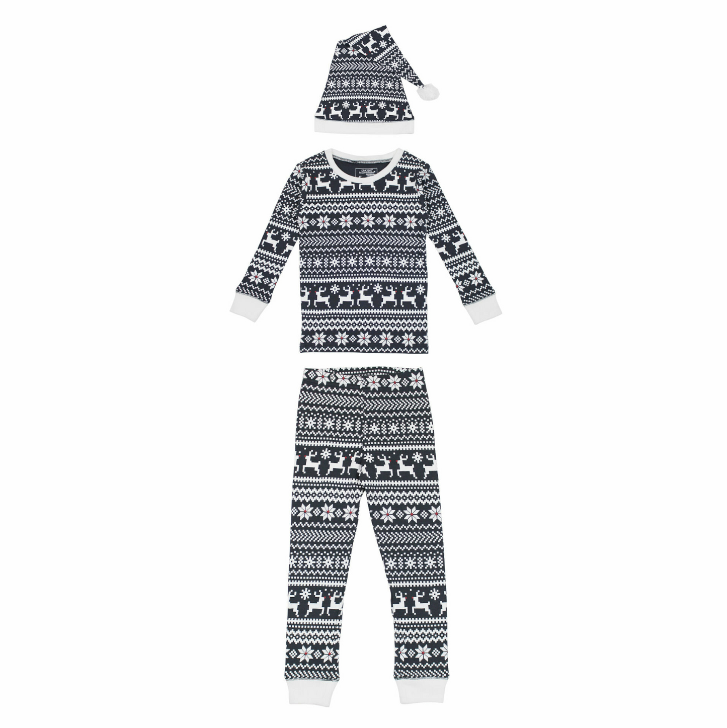 Organic Holiday Kids' PJ & Cap Set in Rudolph