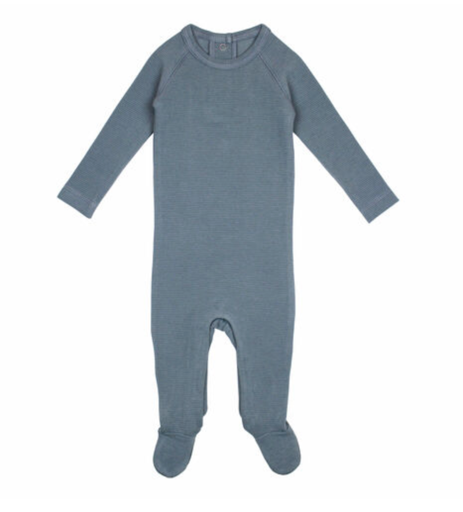Corduroy Raglan Baby Footie in Moonstone