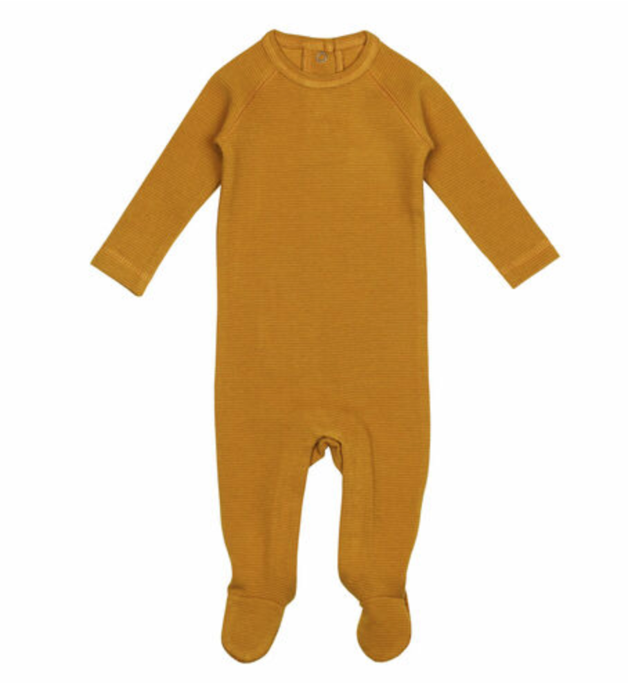 Corduroy Raglan Baby Footie in Butterscotch