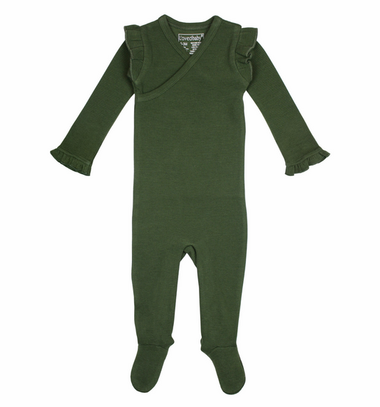 Corduroy Wrap Baby Footie in Forest