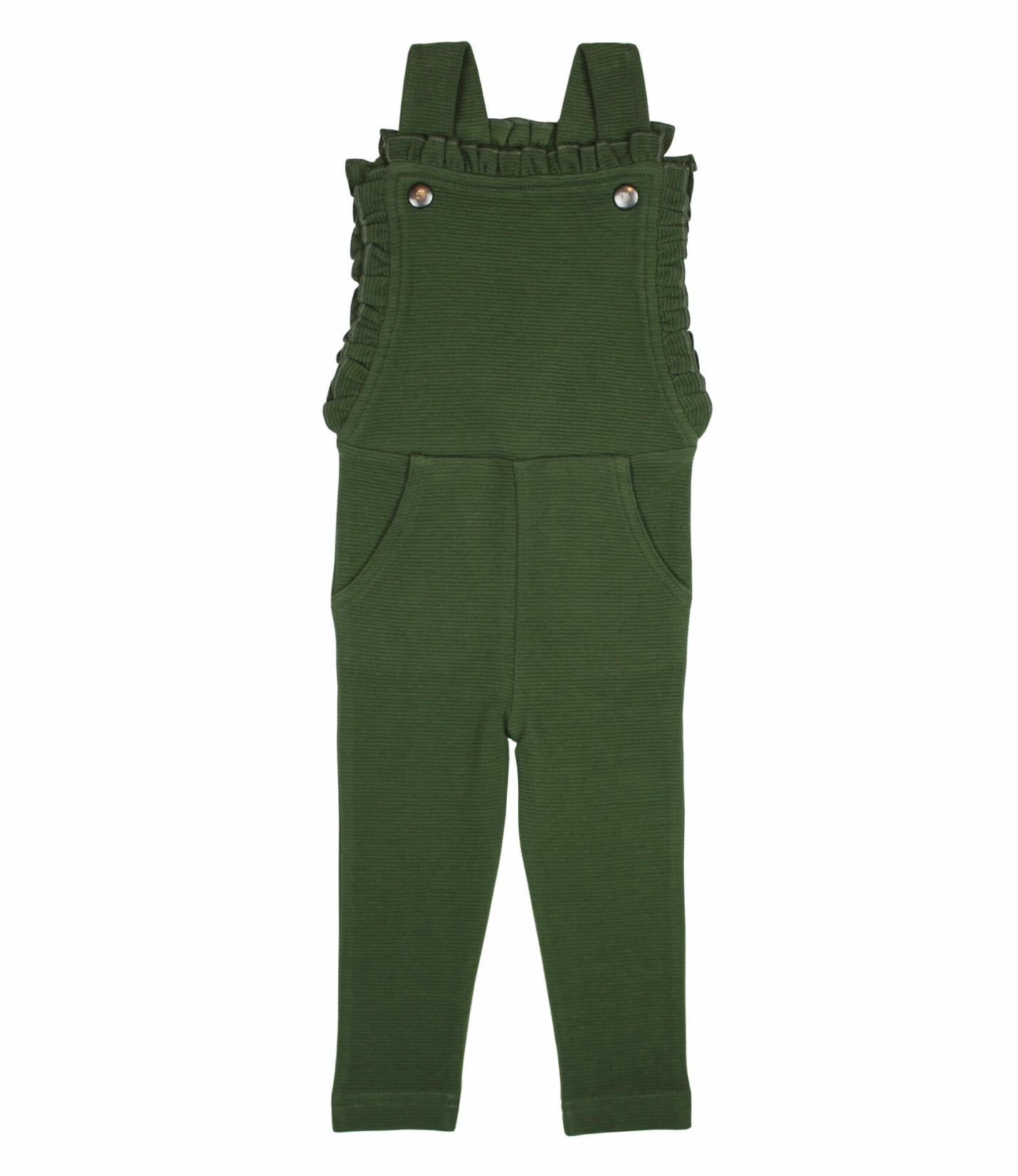 Corduroy Ruffle Romper in Forest