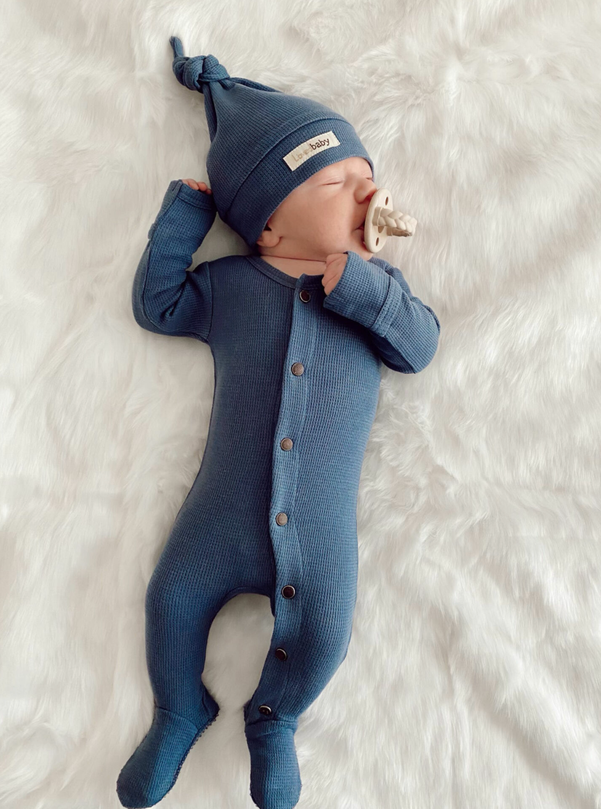 Organic Thermal Baby Footie in Abyss