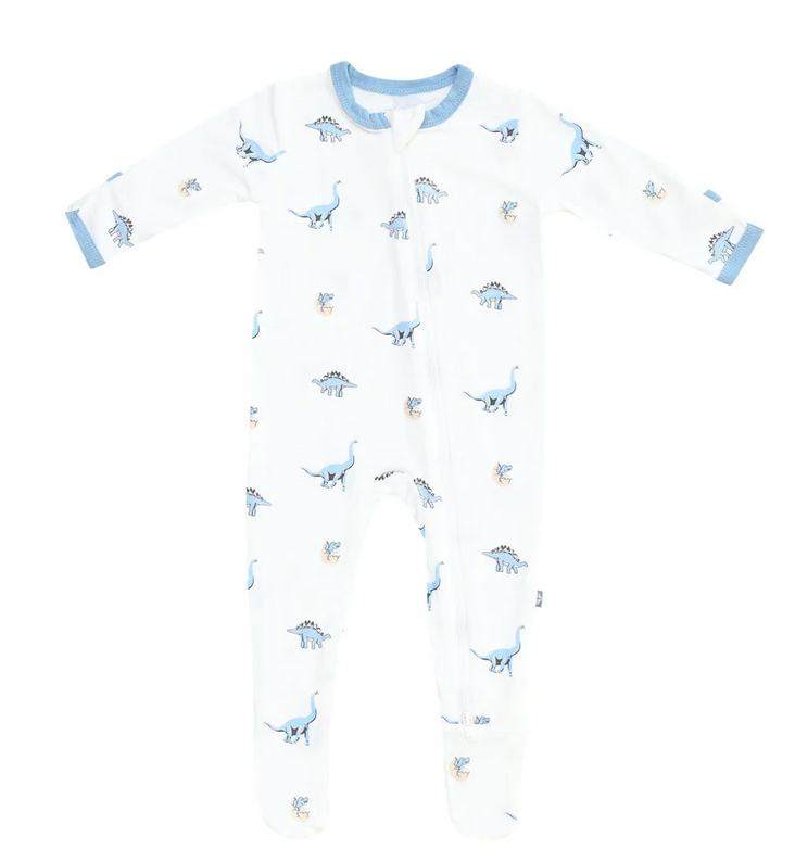 Printed Zippered Footie in Jurassic