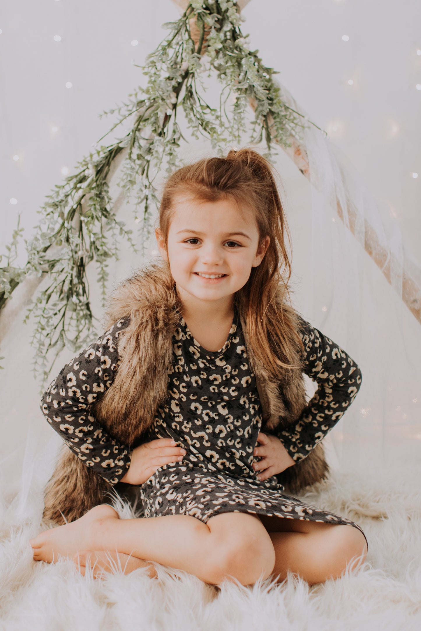 Faux Fur Vest - Boho Brown